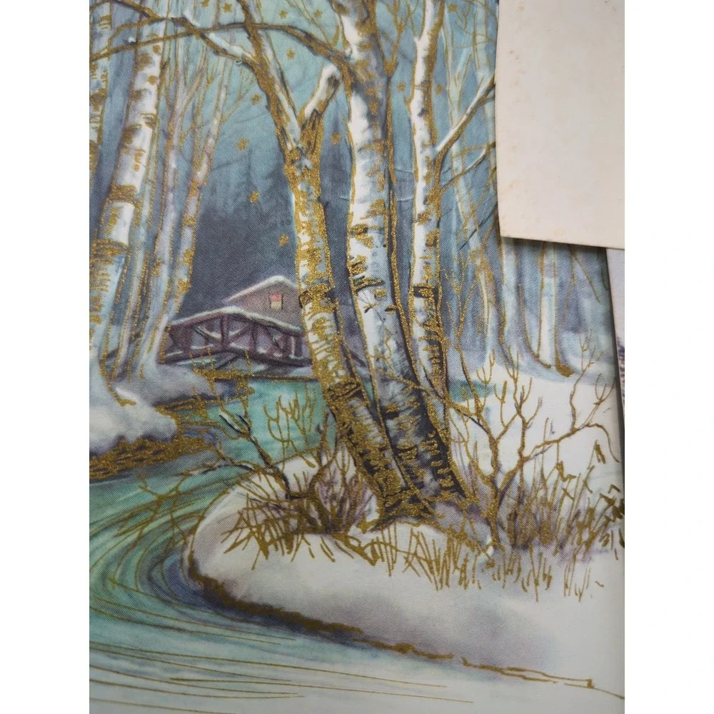 15 Old Vtg Used Christmas Card Fronts for Crafts Winter Scene Country Farm‎ Hunt